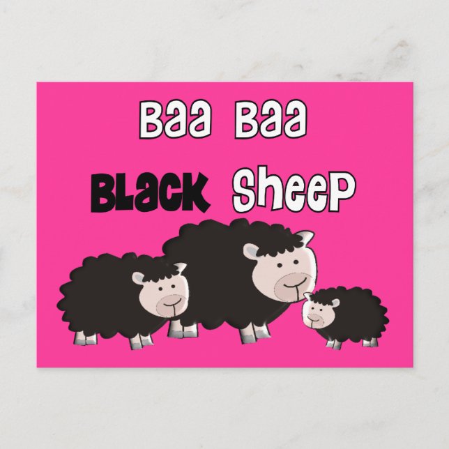 Postal Oveja negra diseña "oveja negra de Baa Baa" (Anverso)