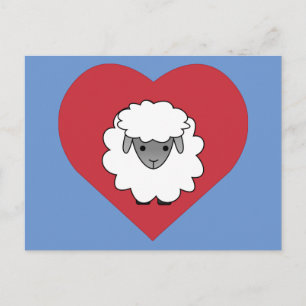 Postal Oveja Personalizado con corazón en segundo plano