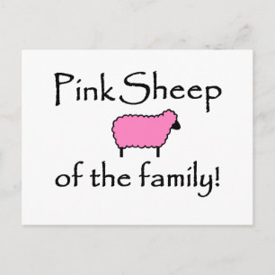 Postal Oveja rosa de la familia