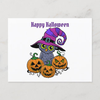 Postal Oveja y calabaza feliz de Halloween, personalizada