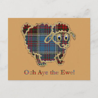 Postal ovejas tartán "Och Aye the Ewe"