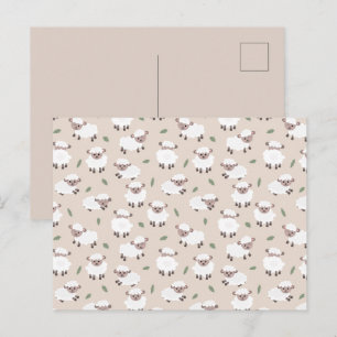Postal Ovejas y corderos Animales de granja lindos dibuja