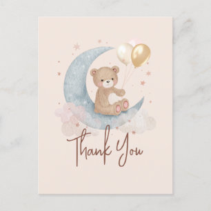 Postal Over the Moon Teddy Bear Baby Shower Gracias