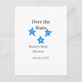 Postal Over the Stars blue gray baby shower name date ele
