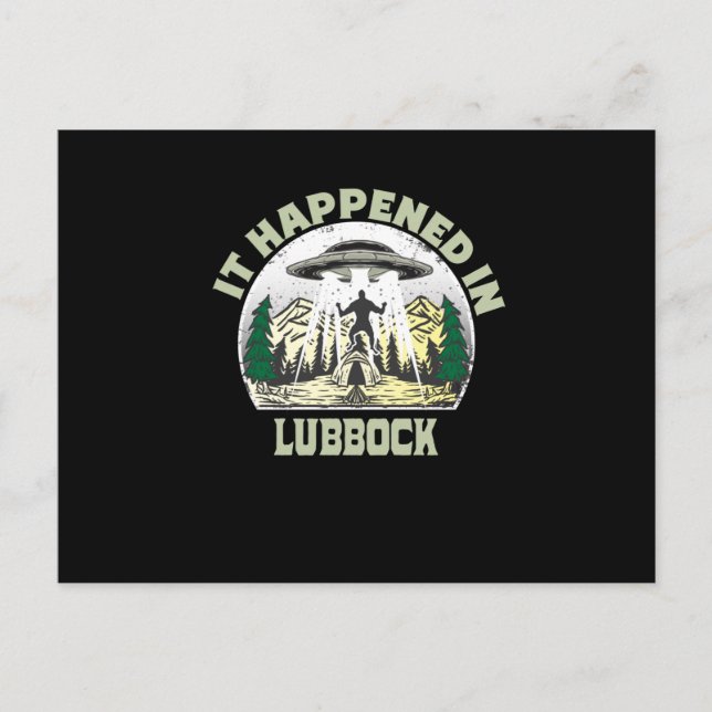 Postal OVNI alienígena en la ciudad de lubbock (Anverso)