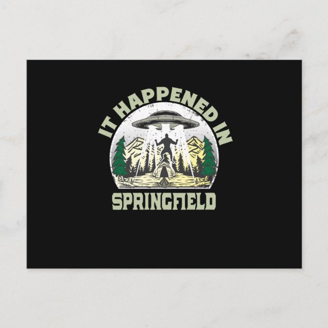 Postal OVNI alienígena En La Ciudad De Springfield (Anverso)