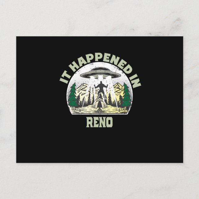 Postal OVNI alienígena en la ciudad reno (Anverso)