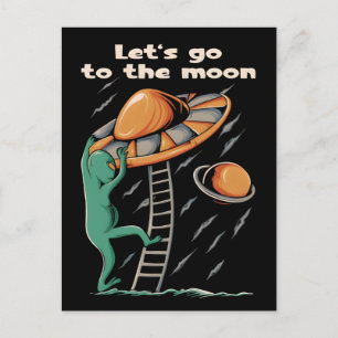 Postal OVNI alienígena - Vayamos a la luna 2036