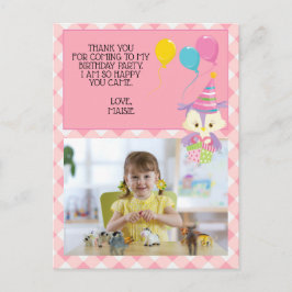 Postal Owl Balloon Pink Gingham Birthday Photo