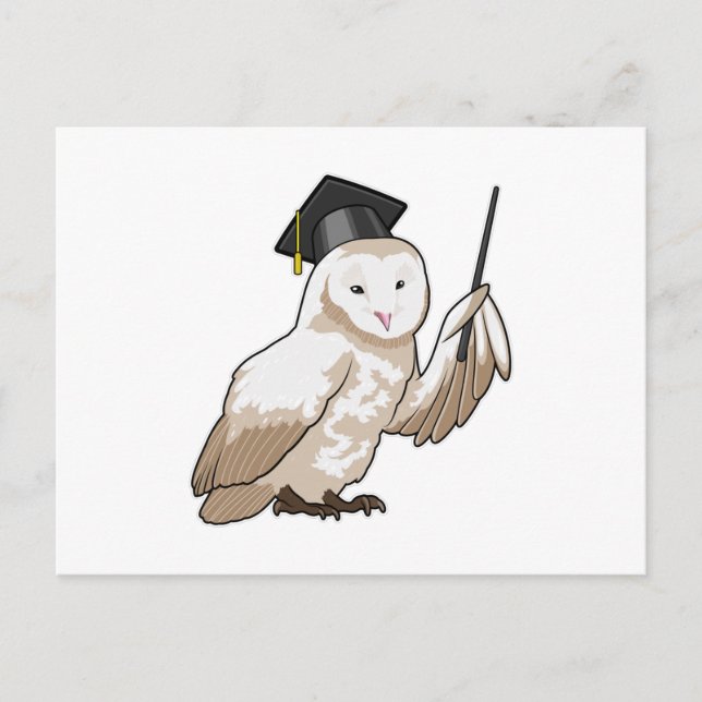 Postal Owl como profesor con puntero (Anverso)