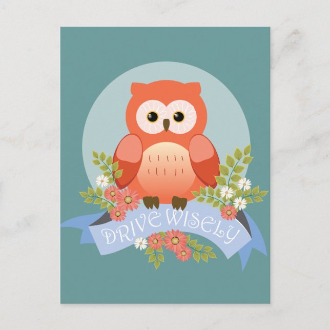 Postal Owl conduce sabiamente (Anverso)