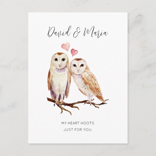 Postal Owl Couple Love You Forever Anniversary (Anverso)