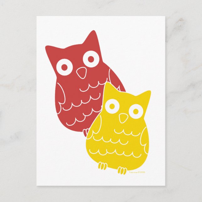 Postal Owl Fellows uno de rojo el amarillo (Anverso)