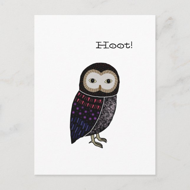 Postal Owl ilustracion salvaje Cute Screech Owl Hoot (Anverso)