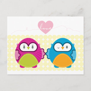 Postal OWL LOVE :: chica brillante + niño
