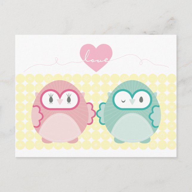 Postal OWL LOVE :: chica suave + niño (Anverso)