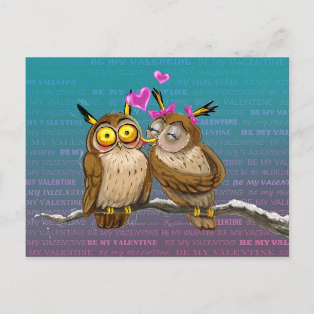 Postal Owls Kiss (Anverso)