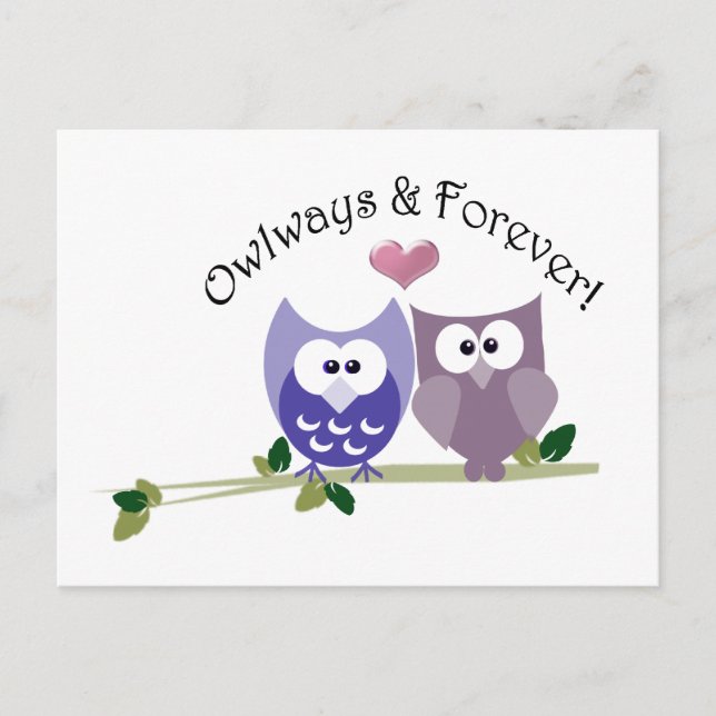 Postal Owlways y Forever! Diseño de Búho mate (Anverso)