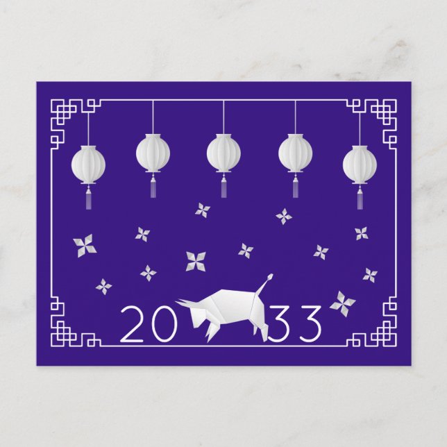 Postal Ox de origen chino de año nuevo (Anverso)