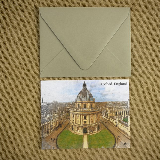 Postal Oxford England Castle Panorama View (Oxford England panorama view postcard)