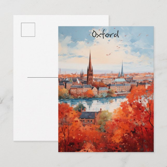 Postal Oxford England Travel City Painting Aesthetic (Anverso / Reverso)