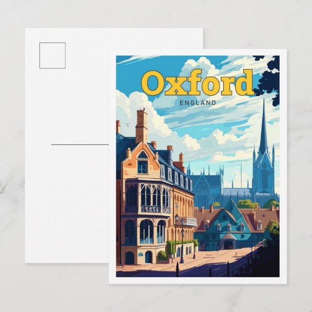 Postal Oxford Inglaterra Ilustracion de Viajes de Arte Vi (Anverso / Reverso)