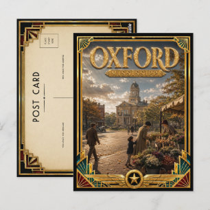Postal Oxford Mississippi Arte Deco Vintage Edad Dorada