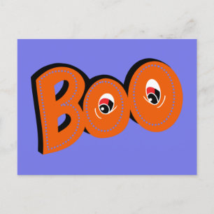 Postal Oye Boo ¿Te Asusté Tipografía Dibujo Arte