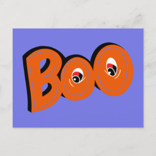 Postal Oye Boo ¿Te Asusté Tipografía Dibujo Arte