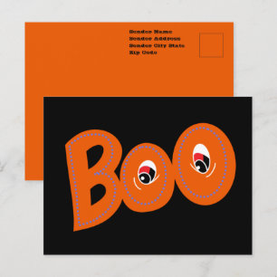 Postal Oye Boo ¿Te Asusté Tipografía Dibujo Arte
