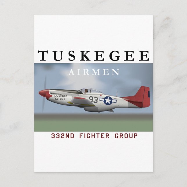 Postal P51D Red Tail fighter volado por Tuskegee Airmen (Anverso)