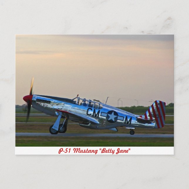 Postal P-51 Mustang Betty Jane Postcard (Anverso)