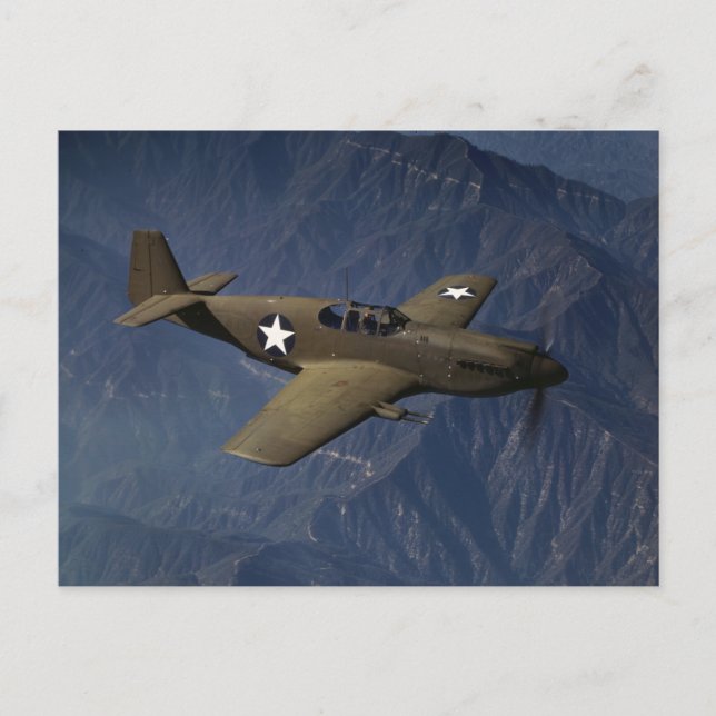 Postal P-51 Mustang en vuelo, 1942 (Anverso)