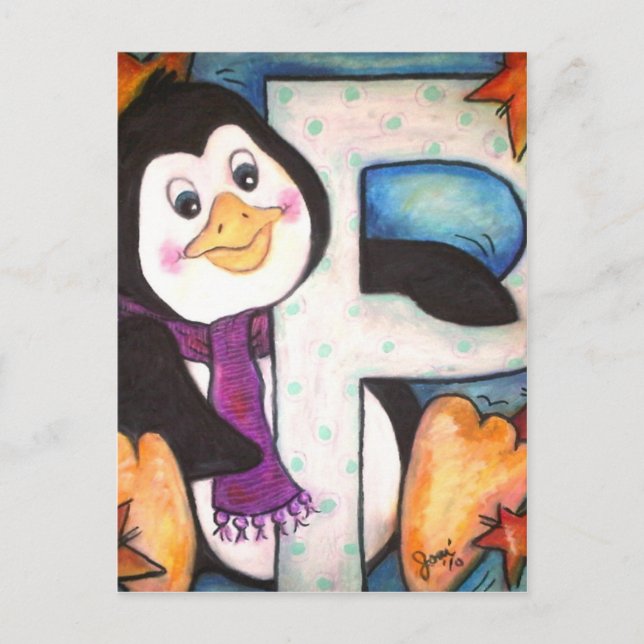 Postal P es para Penguin (Anverso)