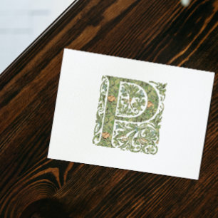 Postal P Monograma Floral Ornate Frondoso
