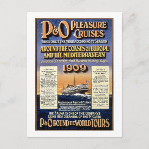 Postal P&O Pleasure Cruises - Poster de Viajes Vintage