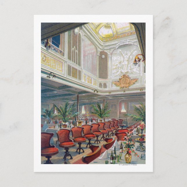 Postal Pabellón de Comedor Patricia, Línea Hamburgo-Améri (Anverso)