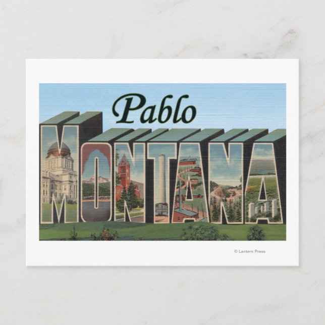 Postal Pablo, MontanaGrandes Escenas de letrasPablo, MT (Anverso)