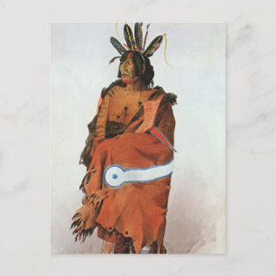 Postal Pachtuwa-Chta, retrato de guerrero arikara de Bodm