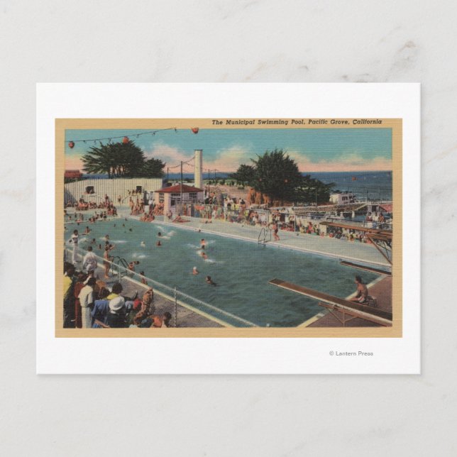 Postal Pacific Grove, CA - Vista de la piscina municipal (Anverso)