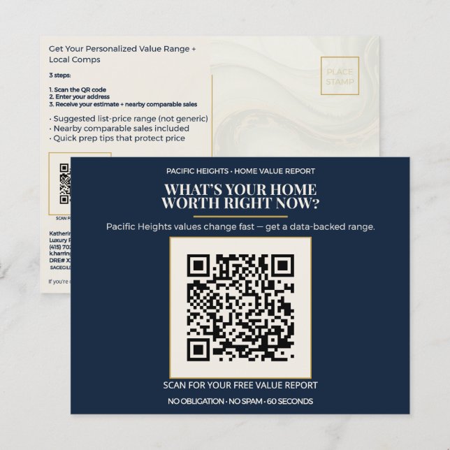 Postal Pacific Heights Luxury Home Value QR Code Realtor  (Anverso / Reverso)