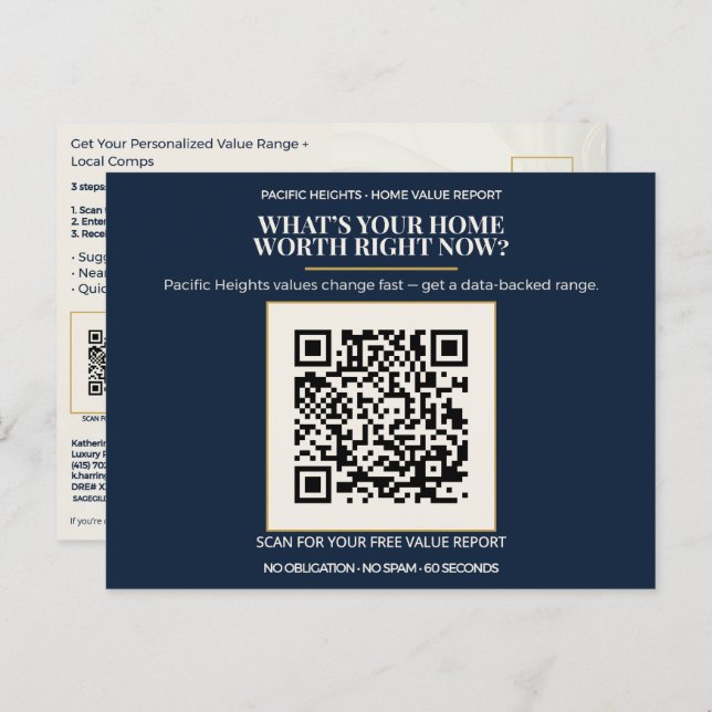 Postal Pacific Heights Luxury Home Value QR Code Realtor  (Anverso / Reverso)