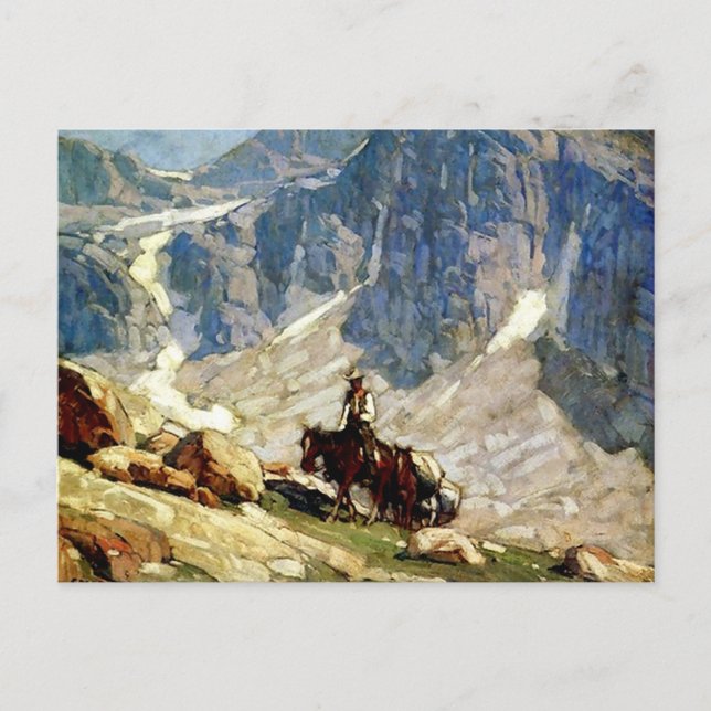 Postal “Packin’ In” Arte Occidental de Edgar Payne (Anverso)