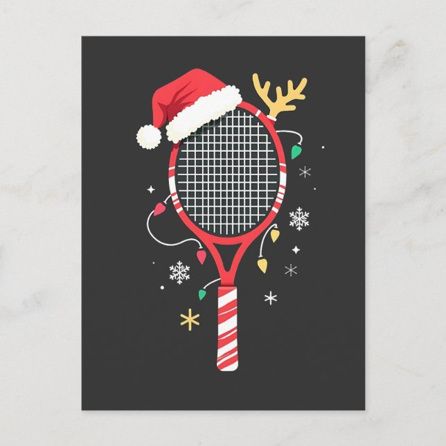 Postal Paddle de tenis con Sombrero Santa y Luces de Navi (Anverso)