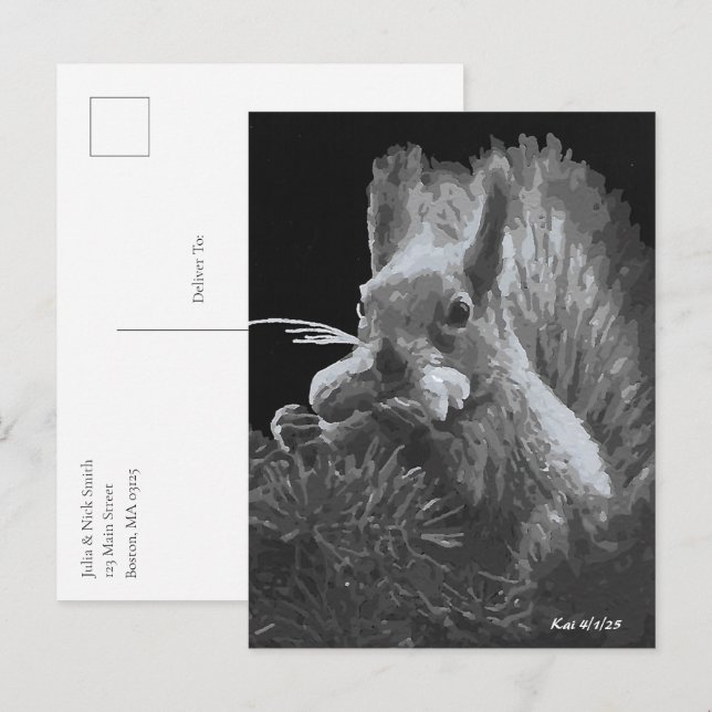 Postal Paddy Cake, ardilla (Anverso / Reverso)