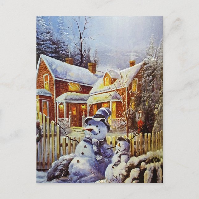 Postal Padre e hijo Snowman (Anverso)