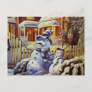 Postal Padre e hijo Snowman