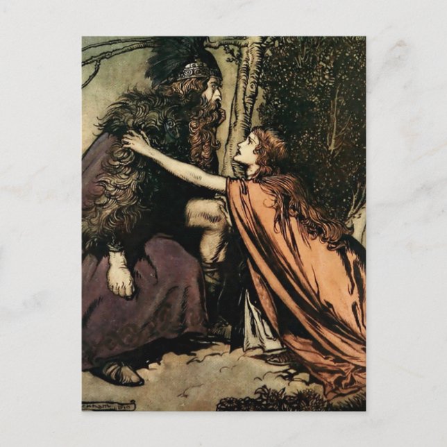 Postal “Padre, Padre, ¿Qué te aflige?” de Arthur Rackham (Anverso)