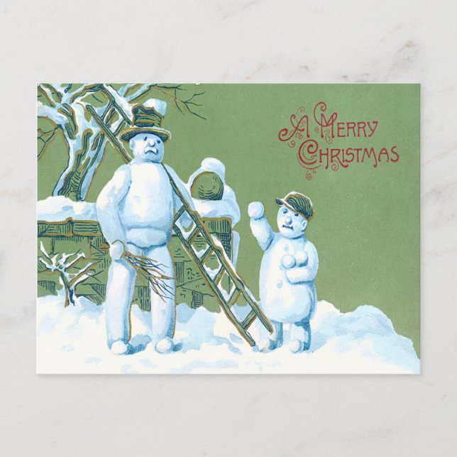 Postal Padre Snowman E Hijo Nieve (Anverso)