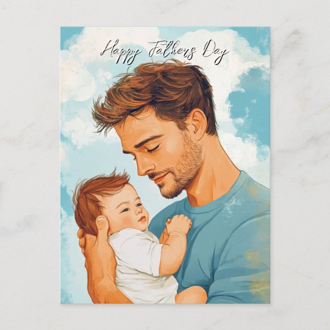 Postal Padre sosteniendo el mensaje de niño y personaliza (Anverso)